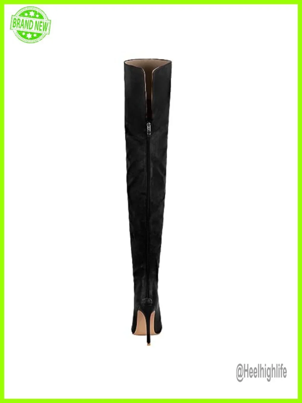 Faux Leather Pointed Toe Over the Knee High Boots Stiletto Heel Back Zipper